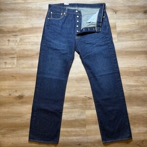 Levis 501 Jeans Men 36x32 Blue Original Fit Button Fly Dark Wash Denim NEW